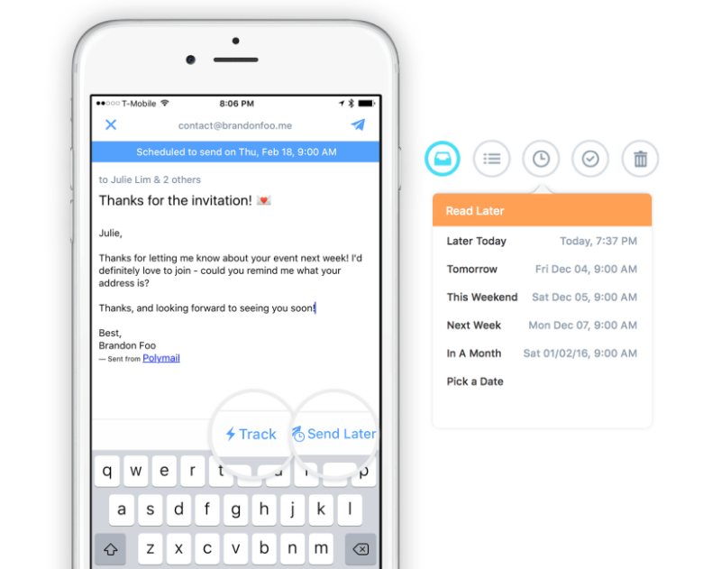 Polymail is an elegant email app that gives you features without compromising simplicity.