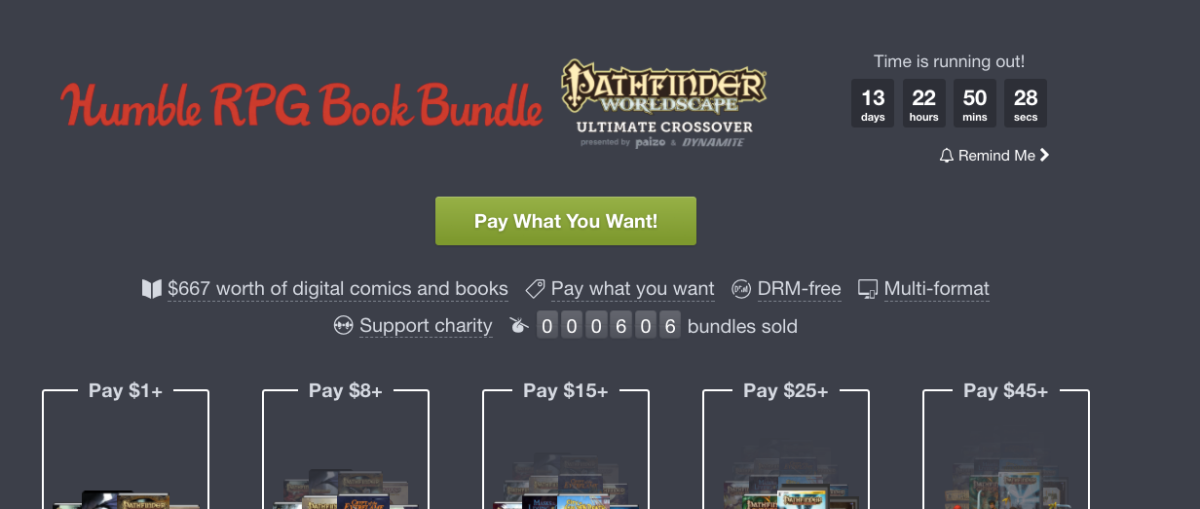 EGaming, the Humble RPG Book Bundle: Pathfinder Worldscape Ultimate Crossover is LIVE!