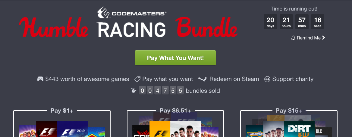 EGaming, the Humble Codemasters Racing Bundle 2017 is LIVE!