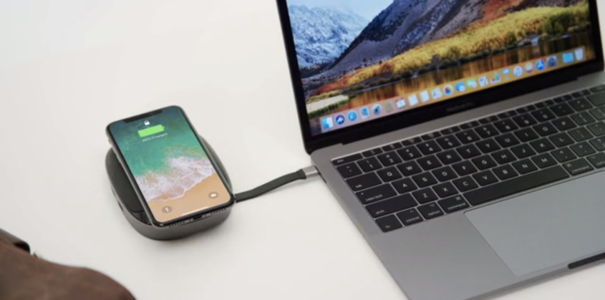 HyperDrive USB-C Hub + 7.5W Qi Wireless Charger iPhone Stand