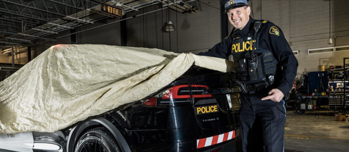 Tesla Model X all-electric SUV converted into police cruiser by Ontario Police