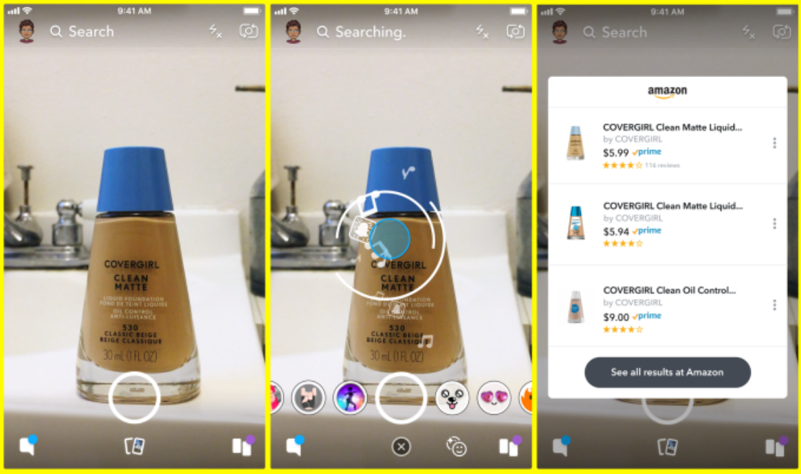 Snapchat lets you take a photo of an object to buy it on Amazon